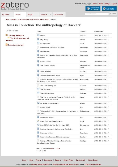 Screenshot of Zotero
